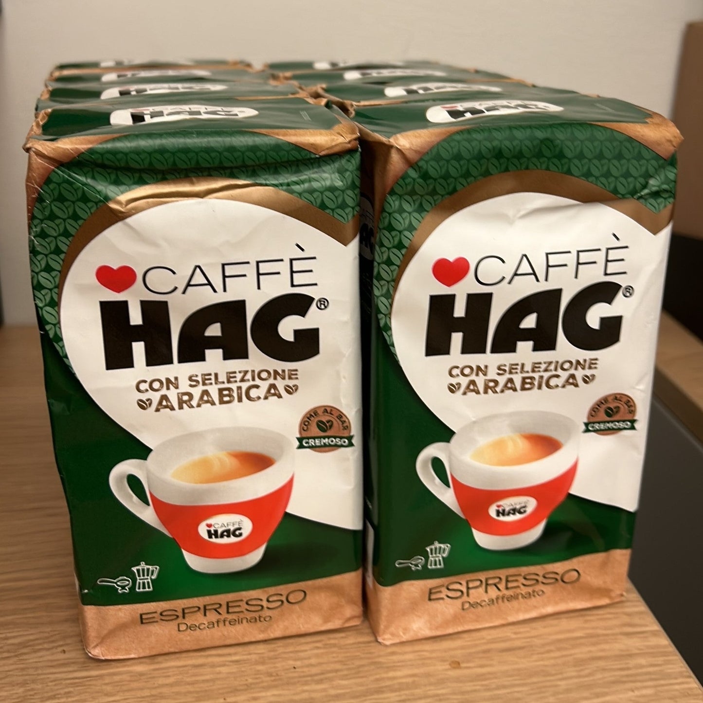 Caffè HAG - Caffè Macinato Decaffeinato Espresso - 8 pack da 250g (Totale 2 Kg)