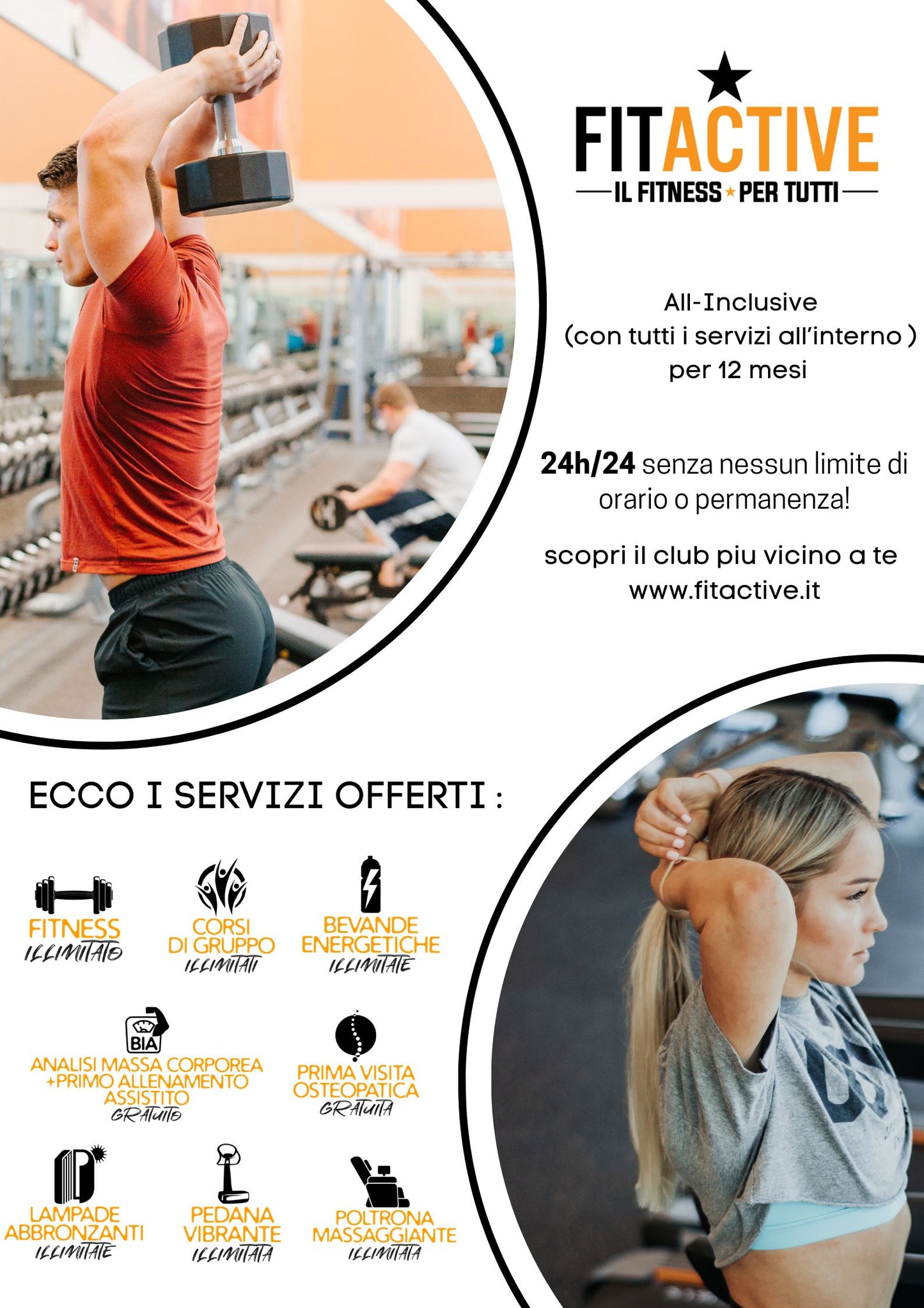 FitActive Palestre - Abbonamento All-Inclusive 12 mesi con bevande energetiche illimitate