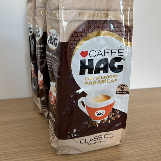 Scadenza 9/9/2024 - Caffè HAG - Caffè in Grani Decaffeinato Classico - 3 pack da 500g (Totale 1,5 Kg)