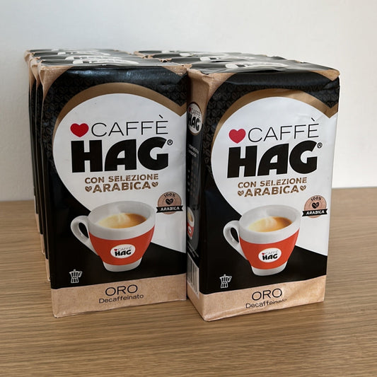 Caffè HAG - Caffè Macinato Decaffeinato Gusto Oro - 8 pack da 250g (Totale 2 Kg)