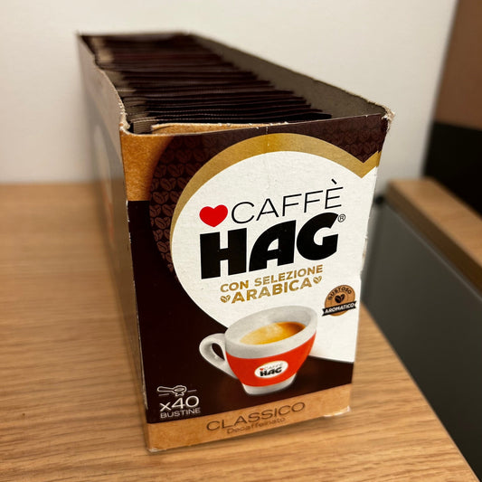 Caffè HAG - Caffè Macinato Decaffeinato Classico in Bustine - Totale 40 Bustine