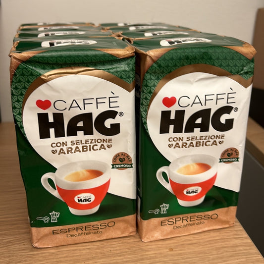 Caffè HAG - Caffè Macinato Decaffeinato Espresso - 8 pack da 250g (Totale 2 Kg)
